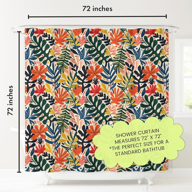 Worthwhile Goods Colorful Leaf Print Shower Curtain - Modern Floral Pattern - Home Decor - Fabric Shower Curtain for Any Bathroom - 72x72 Inches (Colorful Leaves) - Image 3